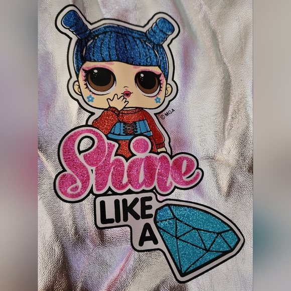LOL Surprise Girls Bomber Jacket Silver w/ Black Sequin Sleeves 6/6X CHARITY - Picture 2 of 10